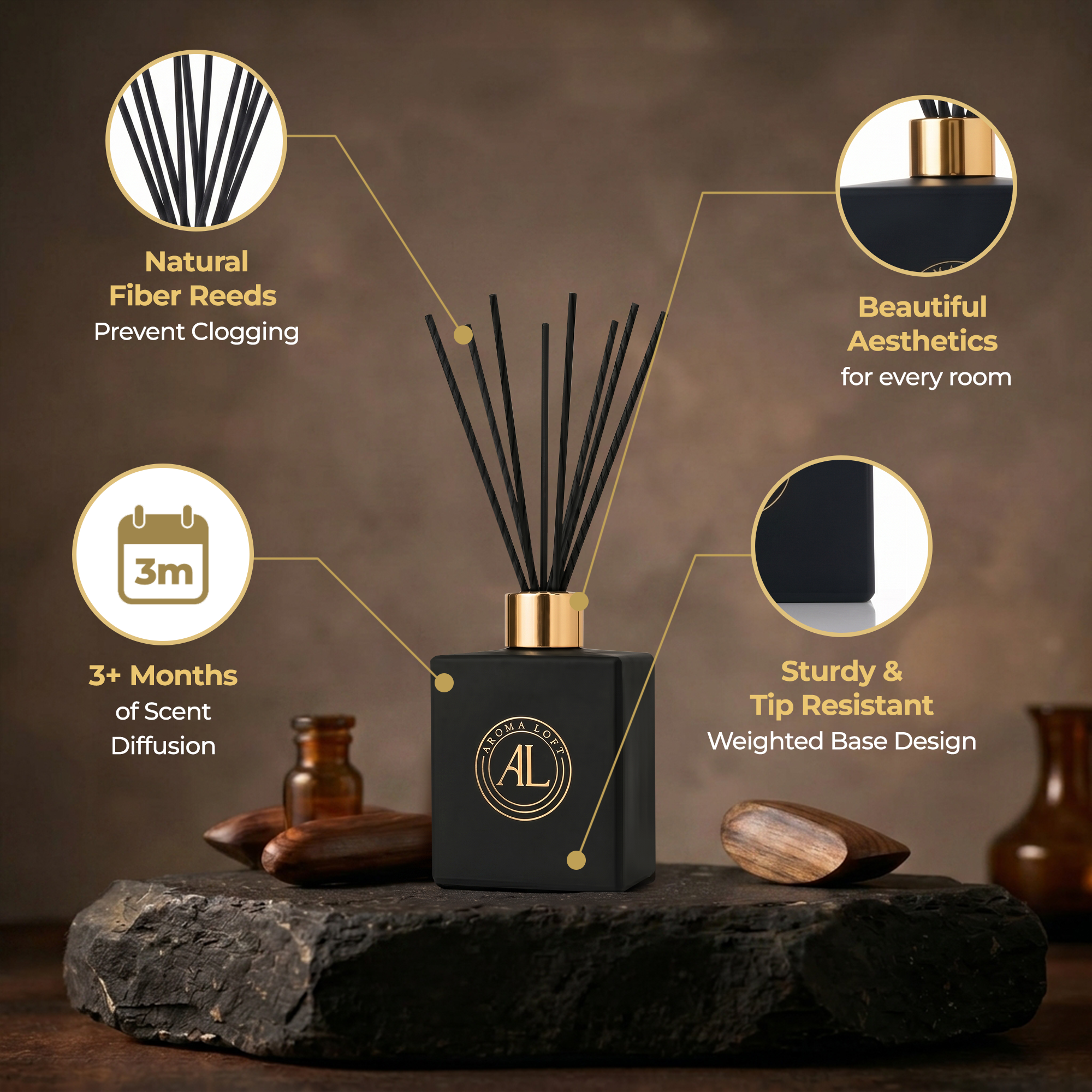Cashmere Vanilla Black Reed diffuser 5 oz.