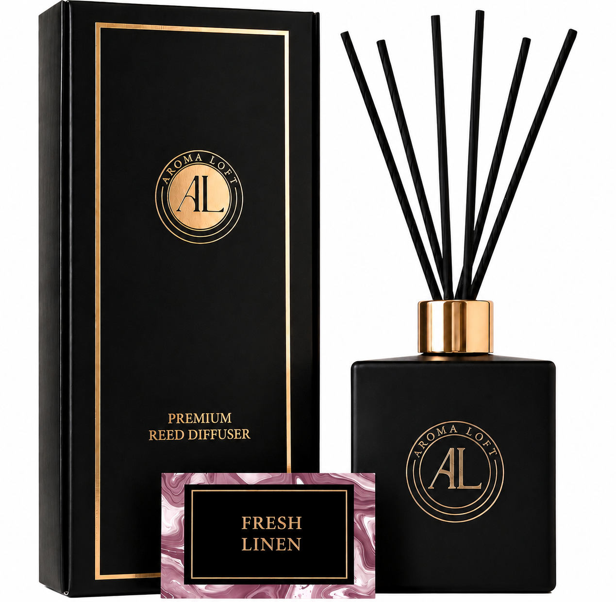 Fresh Linen Black Reed Diffuser 5 oz.