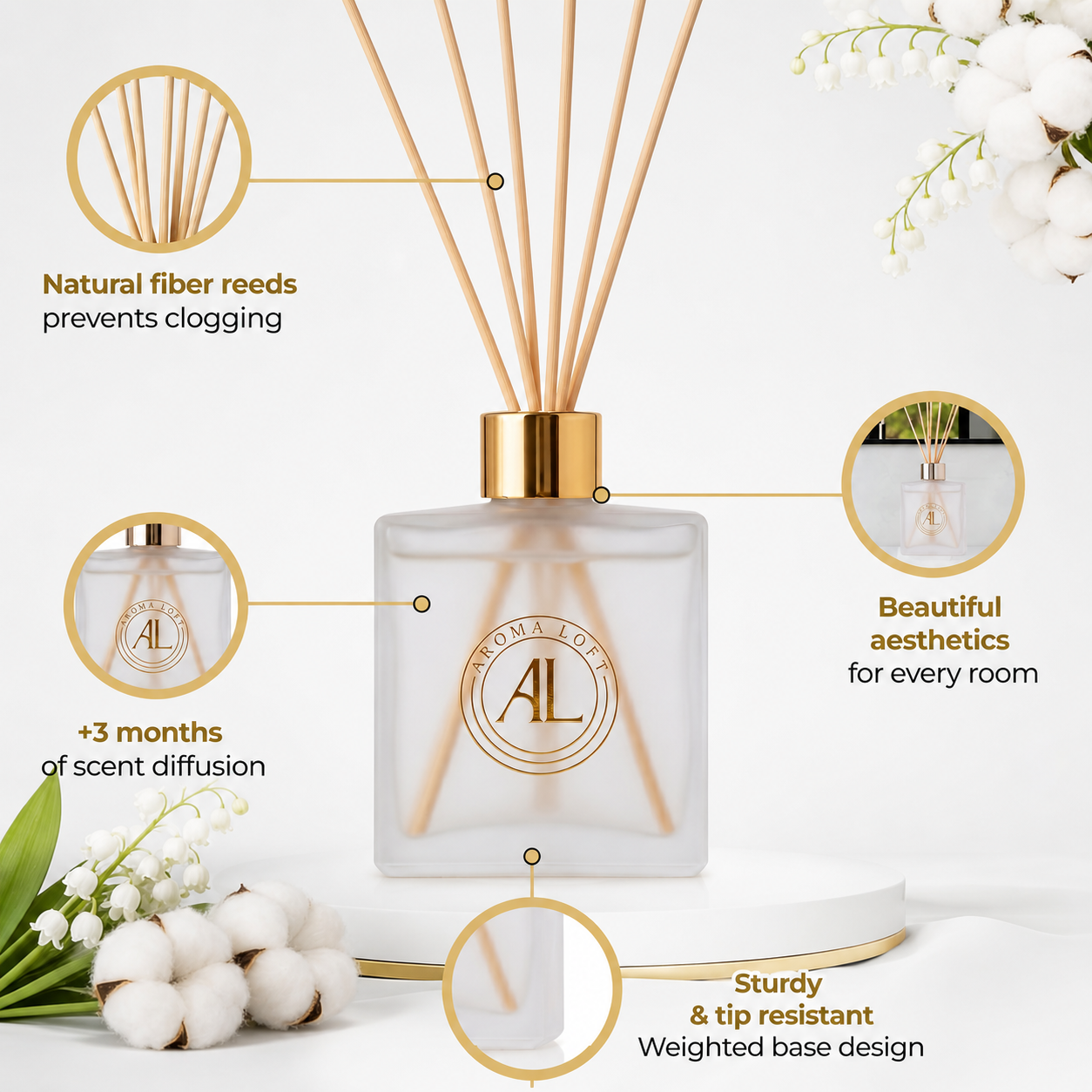 Fresh Linen Frosted Reed Diffuser 5 oz.