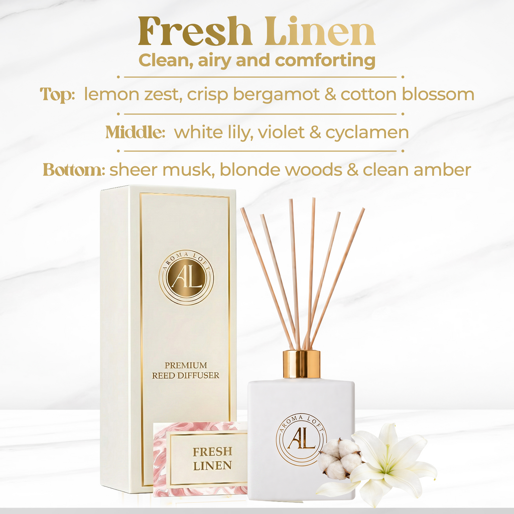 Fresh Linen White Reed Diffuser 5 oz.