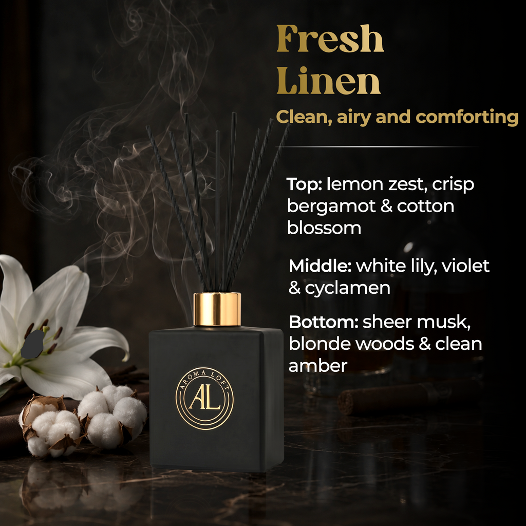 Fresh Linen Black Reed Diffuser 5 oz.