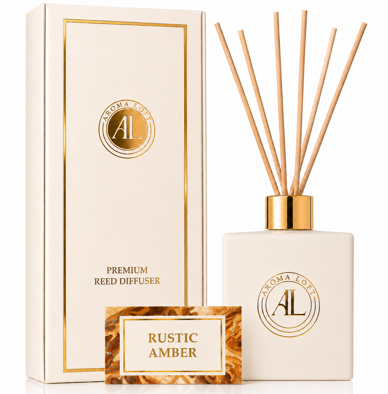Rustic Amber White Reed Diffuser 5 oz.