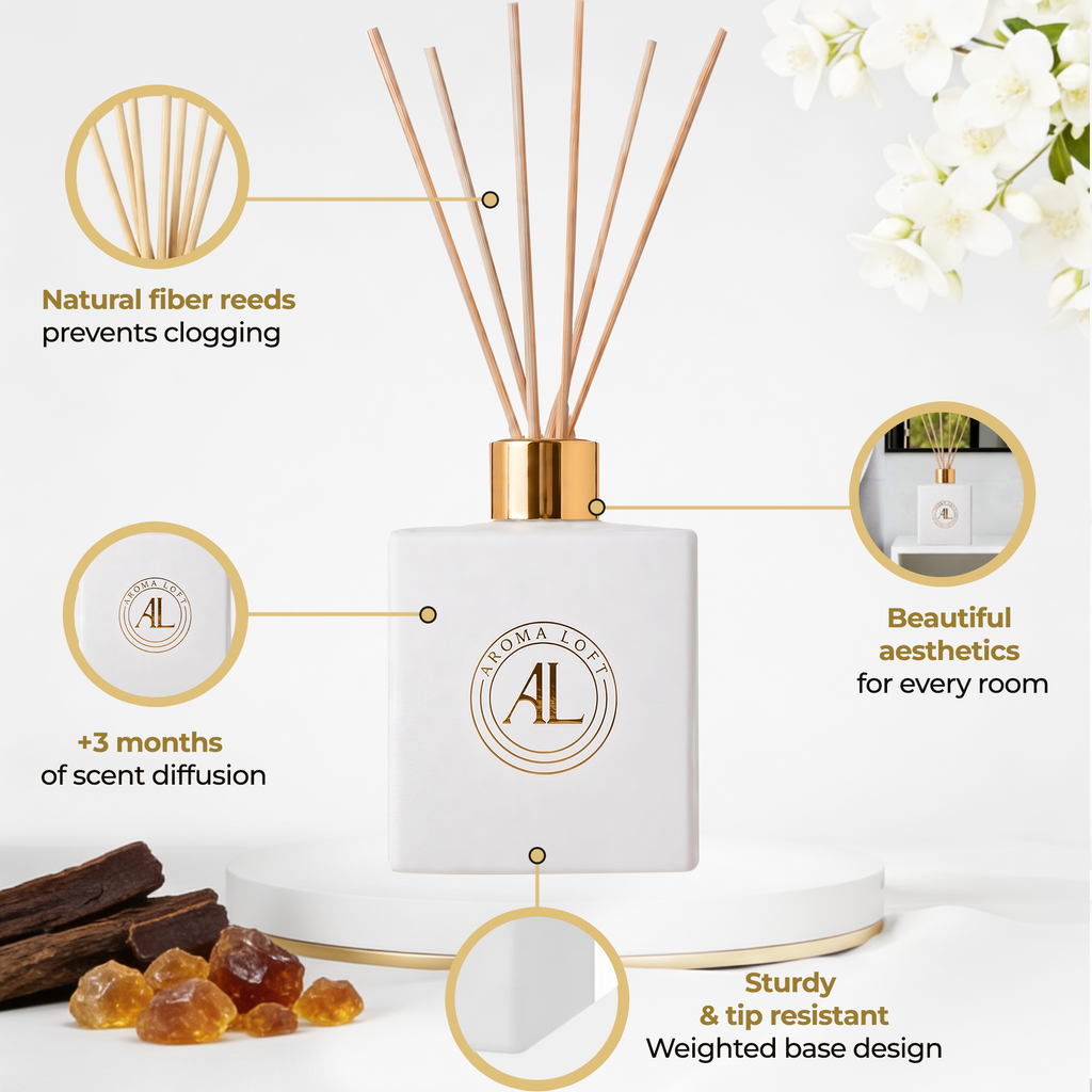 Rustic Amber White Reed Diffuser 5 oz.