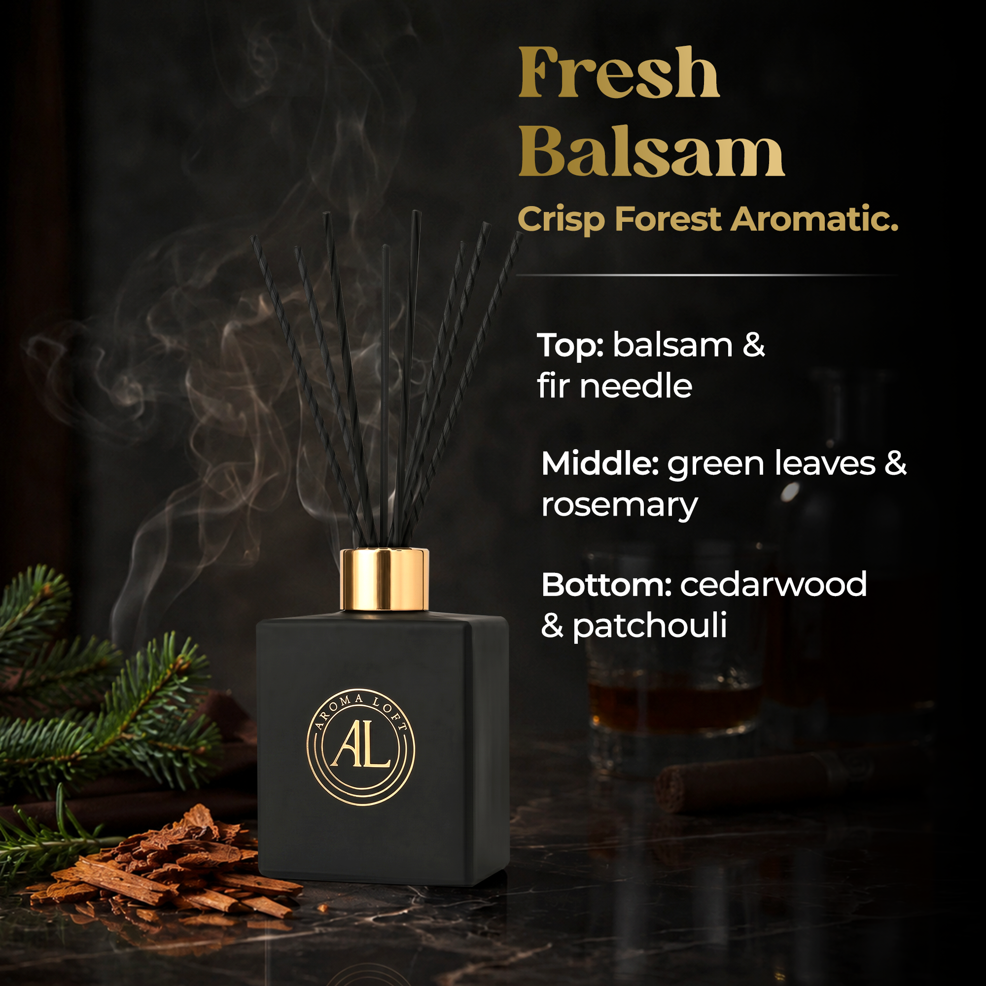 Fresh Balsam Black Reed Diffuser 5 oz.