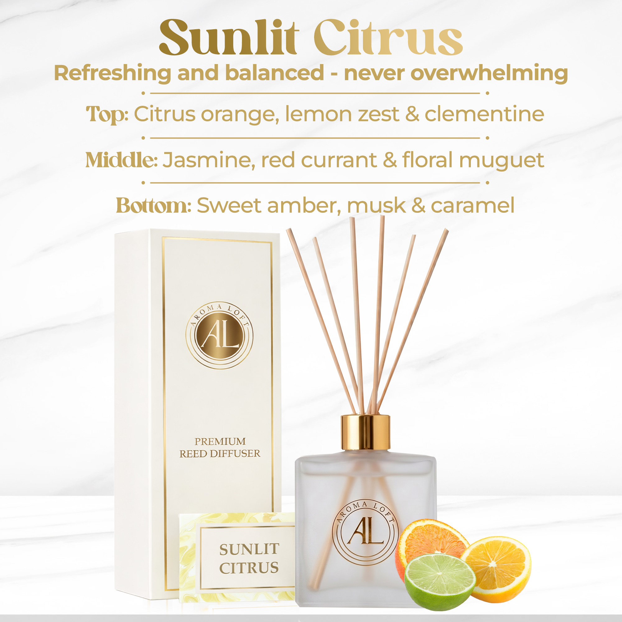 Sunlit Citrus Frosted Reed Diffuser 5 oz.