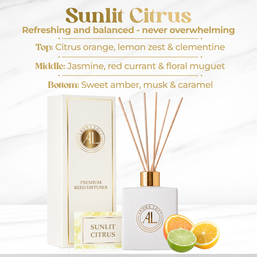 Sunlit Citrus White Reed Diffuser 5 oz.
