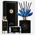 Vanilla Lumière Black Luxury Reed Diffuser with Dry Flowers 5oz.+4oz. Refill