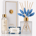 Vanilla Lumière Frosted Luxury Reed Diffuser with Dry Flowers 5oz.+4oz. Refill
