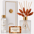 Burnished Amber Frosted Luxury Reed Diffuser with Dry Flowers 5oz.+4oz. Refill