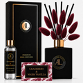 Cranberry & Warm Vanilla Black Luxury Reed Diffuser with Dry Flowers 5oz.+4oz. Refill