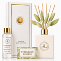 Evergreen Reserve White Luxury Reed Diffuser with Dry Flowers 5oz.+4oz. Refill