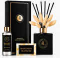 Mandarin Blossom Black Luxury Reed Diffuser with Dry Flowers 5oz.+4oz. Refill
