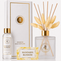 Mandarin Blossom Frosted Luxury Reed Diffuser with Dry Flowers 5oz.+4oz. Refill