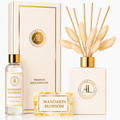 Mandarin Blossom White Luxury Reed Diffuser with Dry Flowers 5oz.+4oz. Refill